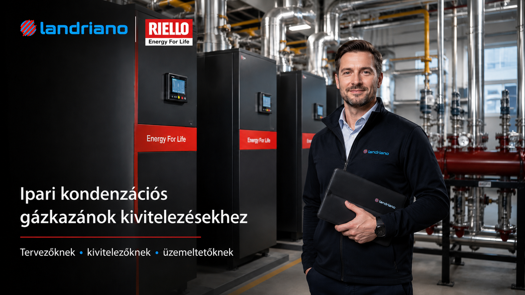 Riello Condexa Pro és Condexa HPR kazánok ipari, társasházi és intézményi fűtési rendszerekhez.