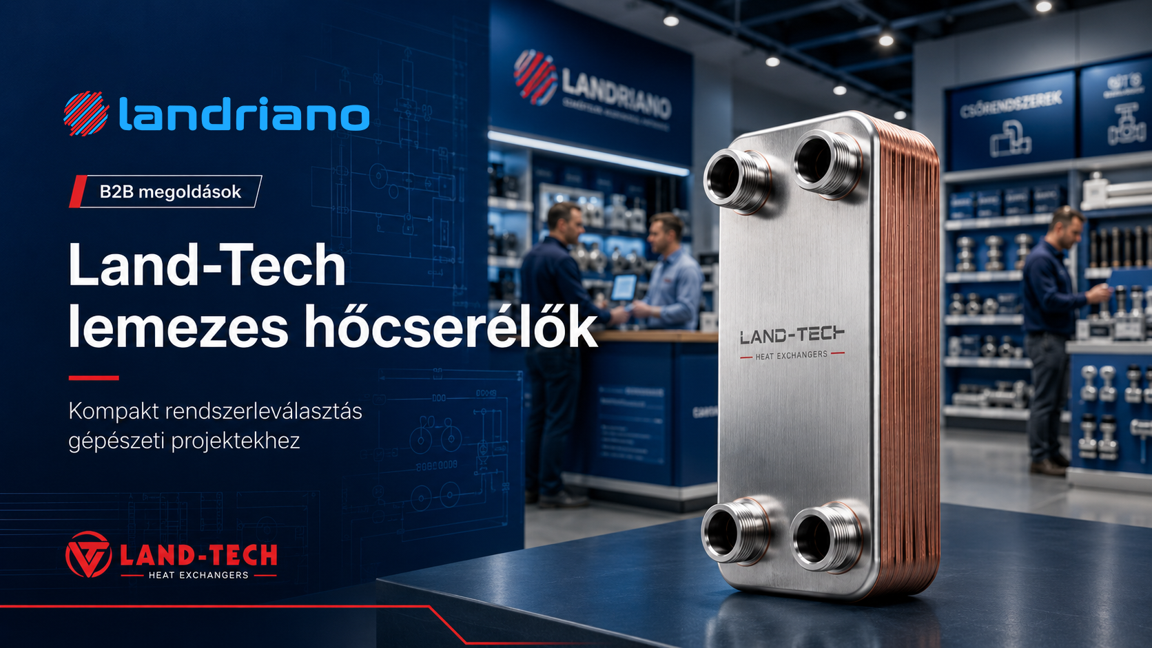 Land-Tech forrasztott lemezes hőcserélők fűtési és hőszivattyús rendszerekhez
