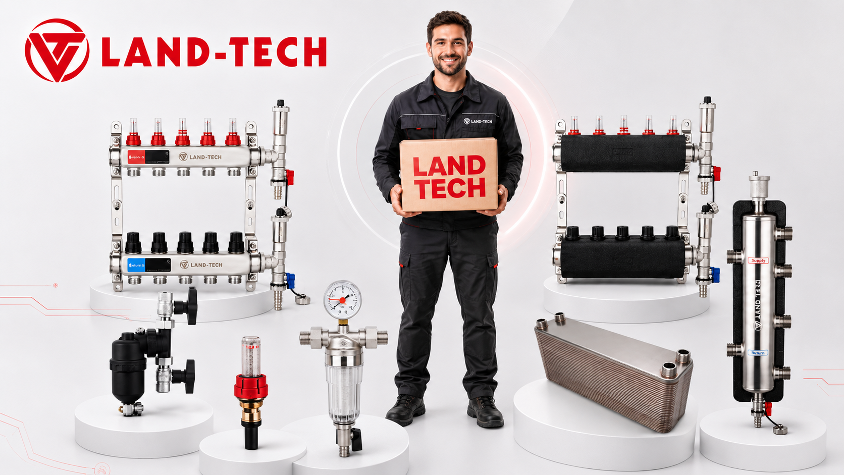 Land-Tech épületgépészeti termékek – osztó-gyűjtők, tartályok, hőcserélők és hidraulikus váltók